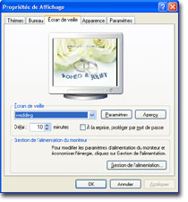 Preview of screensaver in windows xp